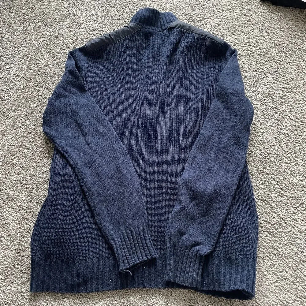 Banana Republic Mens Pullover M Fisherman Navy Office Preppy Business Layers